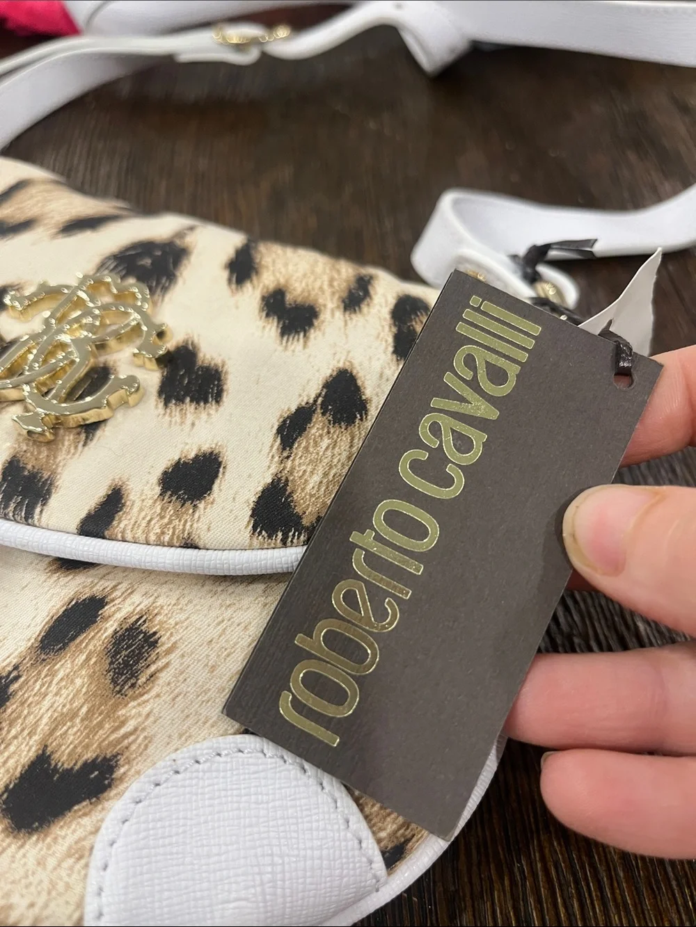Roberto Cavalli kids Leopard Print fabric & leather Crossbody Bag NWT